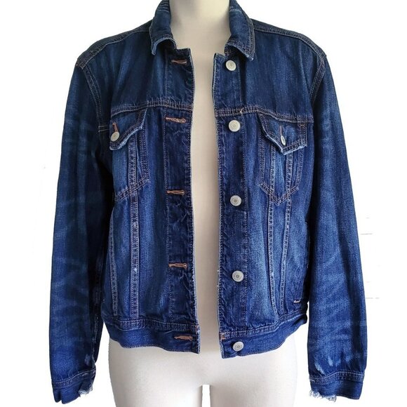 American Eagle Outfitters Deep Blue Wash Jean Jacket 100% Soft Cotton Size M - Picture 14 of 15
